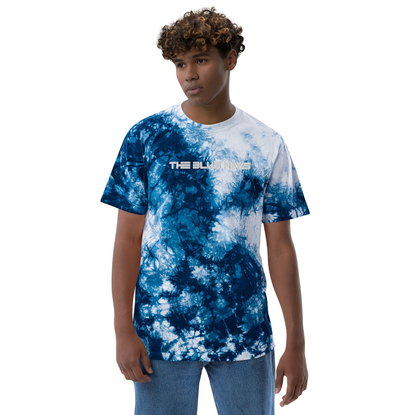 Oversized tie-dye t-shirt with embroidered band logo